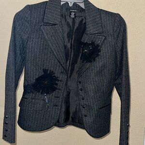 🌸 Arden B Gray Pinstripe Blazer with Beaded Detail | Size S | $45